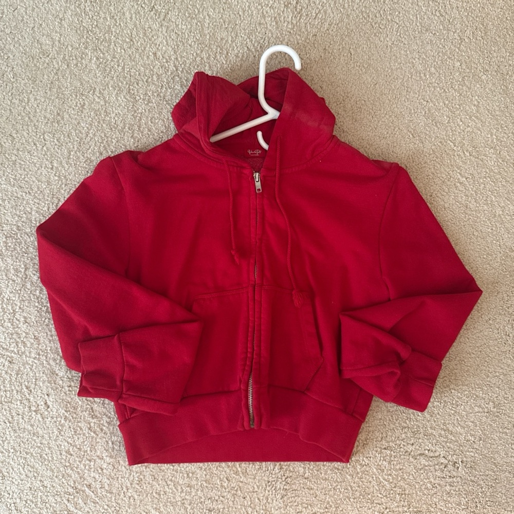 Red cropped hoodie